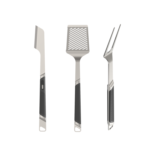 Everdure Utensil Set - Premium Pack of 3 BBQ Tool Kit: Brushed Stainless Steel