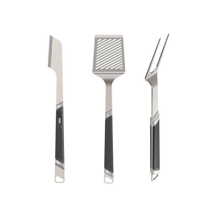 Everdure Utensil Set - Premium Pack of 3 BBQ Tool Kit: Brushed Stainless Steel